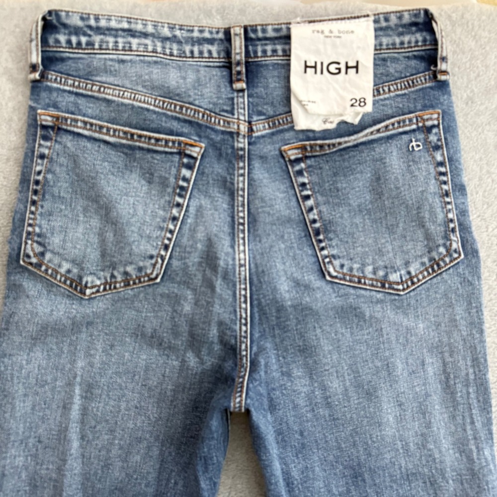 Rag & Bone Casey High Rise Flare Jeans Norwalk Blue Stretch Denim Womens 28x34 - Picture 6 of 13